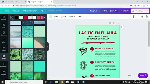Interfaz de canva